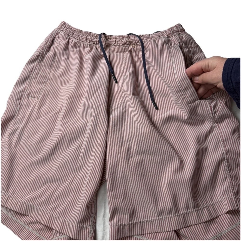 Men's Birddogs Striped Shorts Red White Boom Boomstick SZ L Extend 9” Beach EUC - Picture 7 of 13